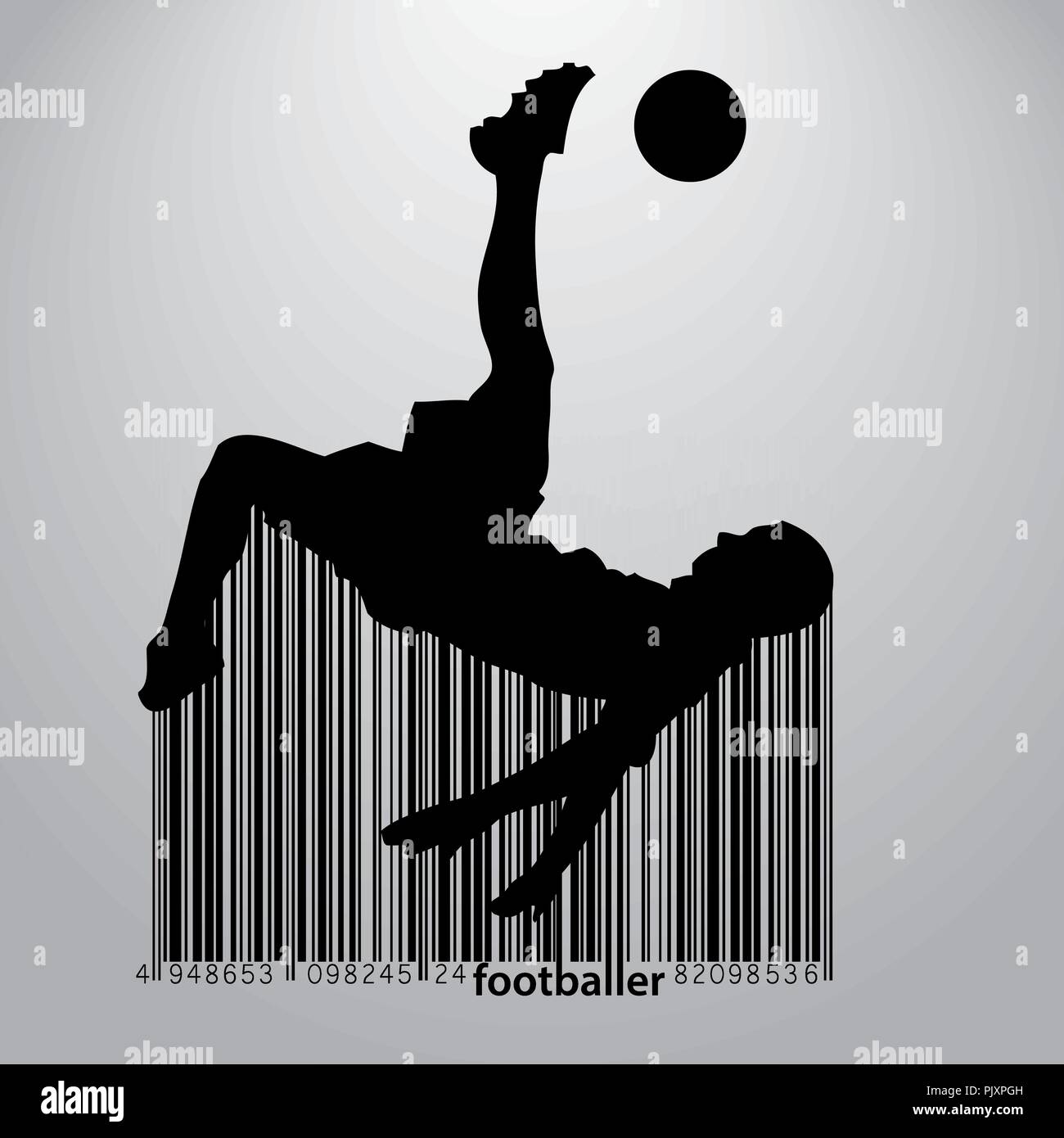 Silhouette di un giocatore di football e il codice a barre Illustrazione Vettoriale