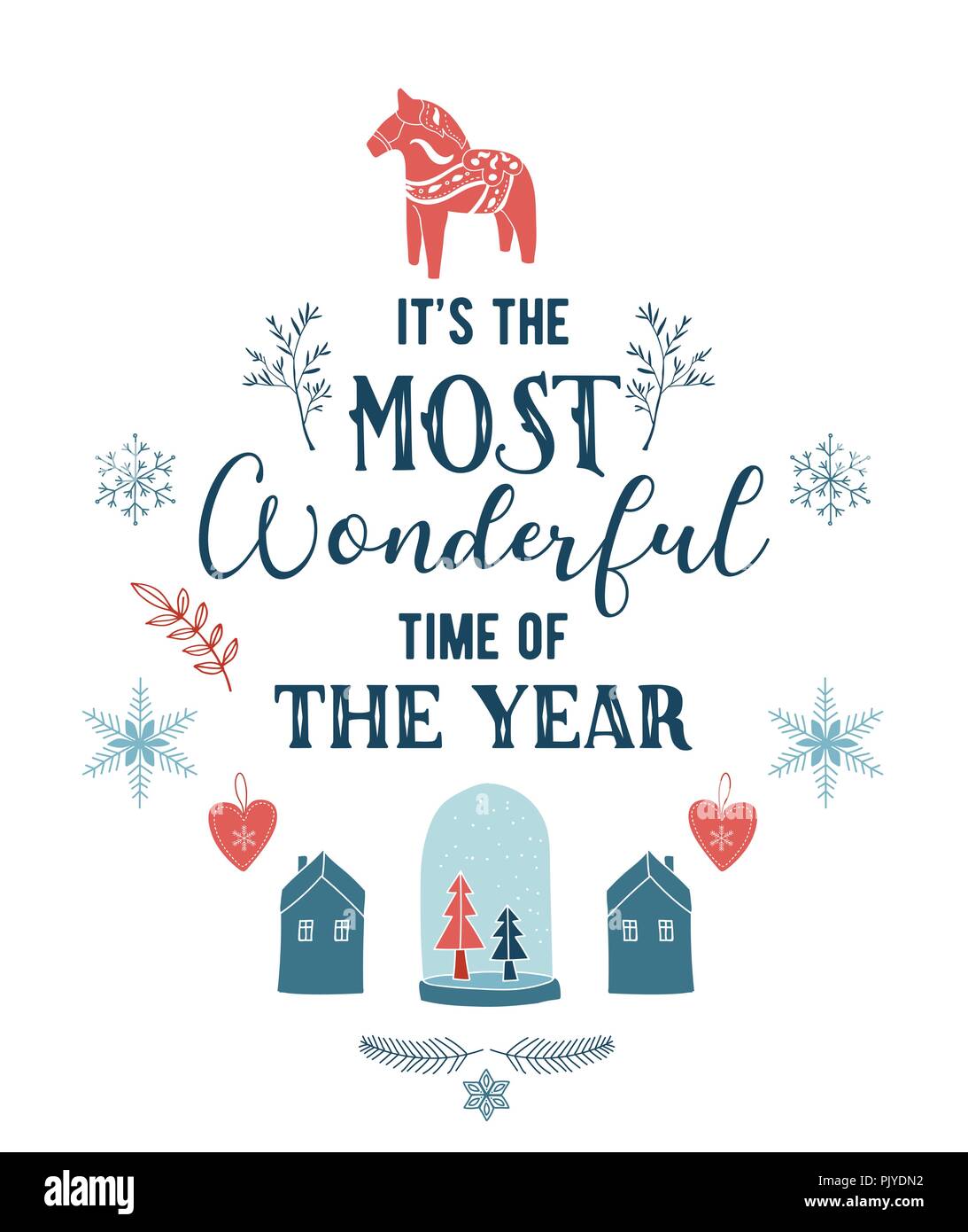 Merry Christmas Background con la tipografia, scritte. In stile minimalista semplice biglietto di auguri Illustrazione Vettoriale