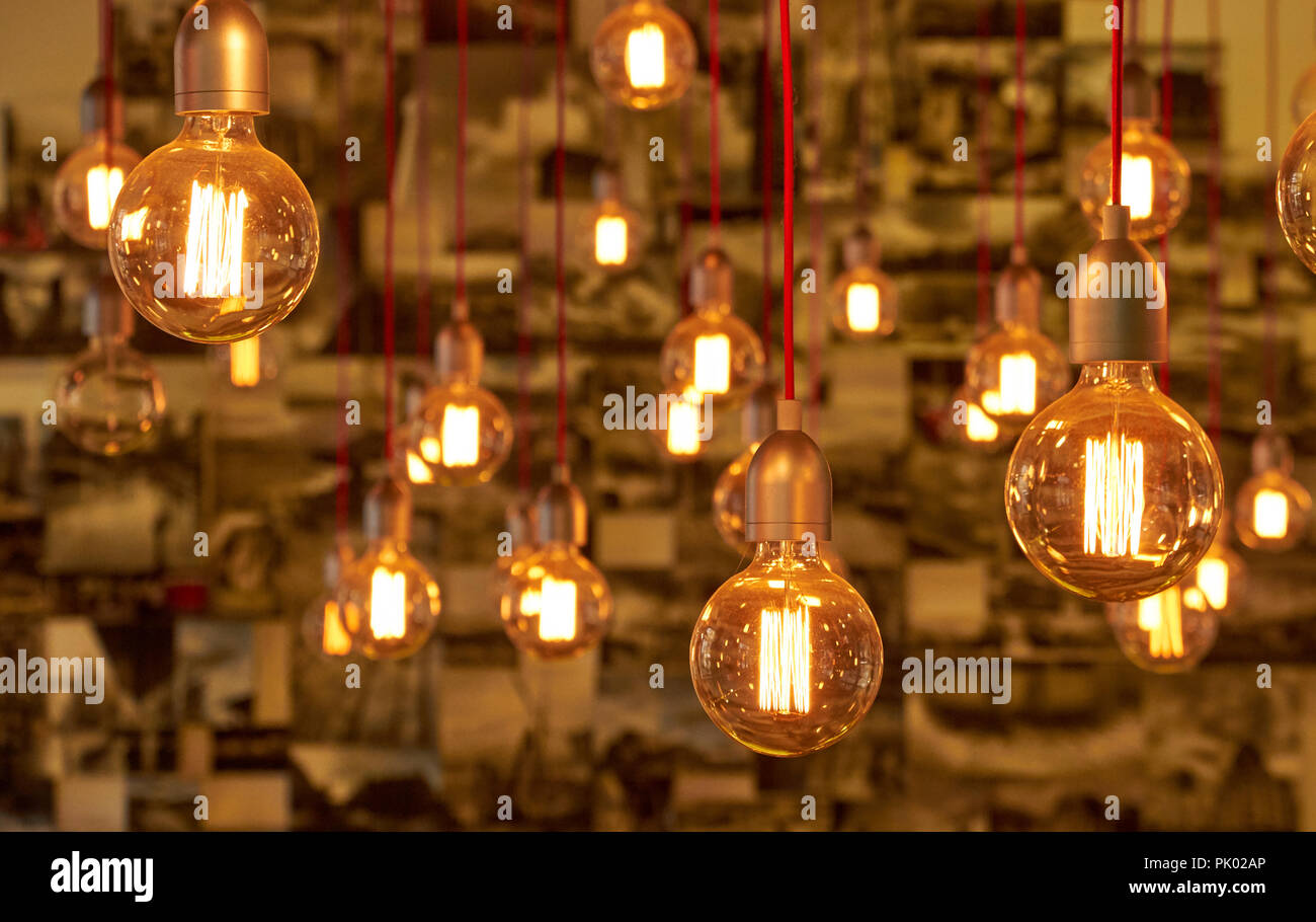 Lampadine casuale in interni Foto Stock