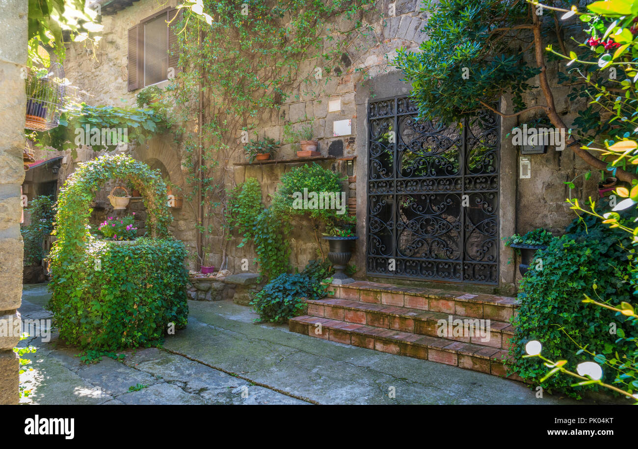 La pittoresca San Pellegrino quartiere medievale di Viterbo, Lazio, Italia centrale. Foto Stock