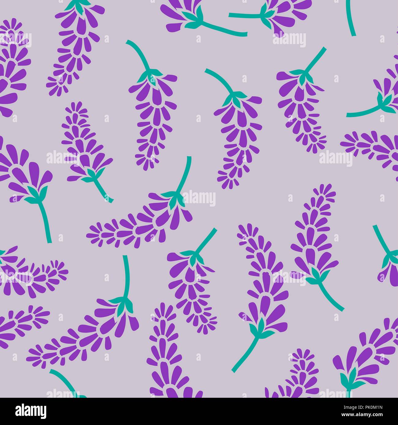 Vector seamless pattern con l'immagine di rami e fiori di lavanda. Illustrazione botanica. Illustrazione Vettoriale