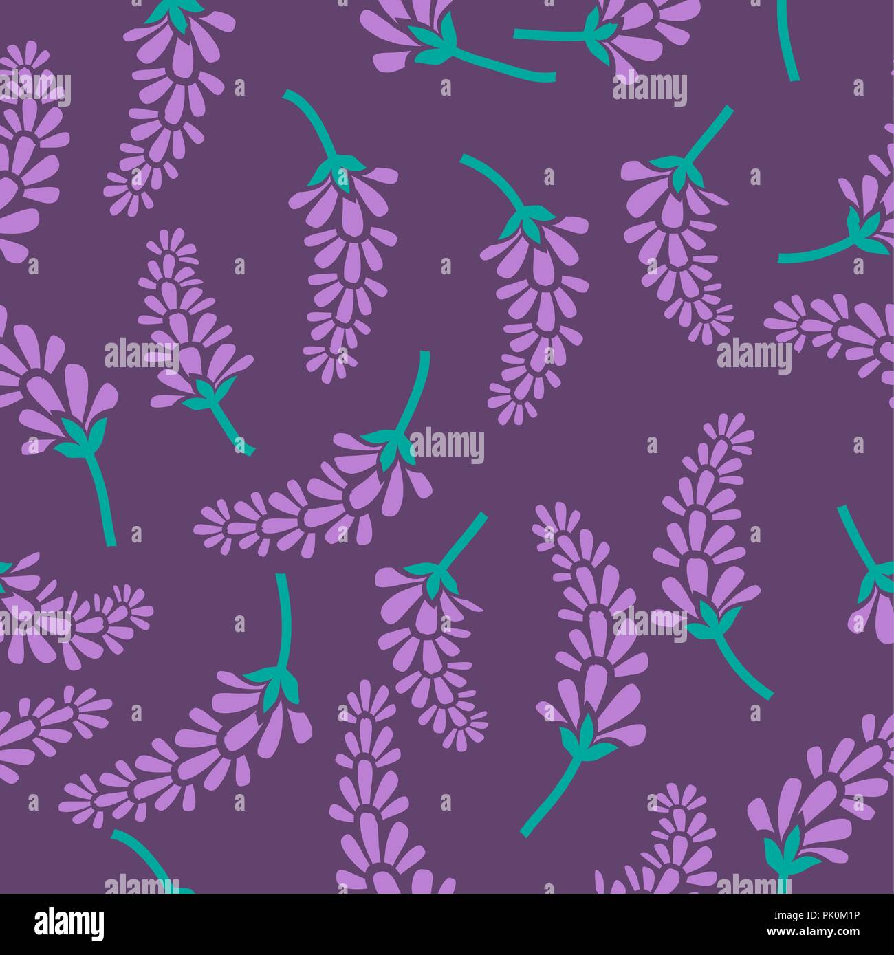 Vector seamless pattern con l'immagine di rami e fiori di lavanda. Illustrazione botanica. Illustrazione Vettoriale