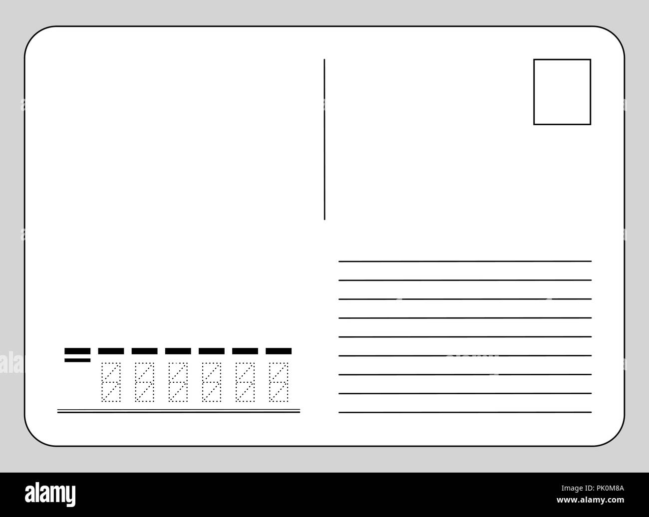 Template vettoriale lato inverso della cartolina e codice di avviamento postale Illustrazione Vettoriale