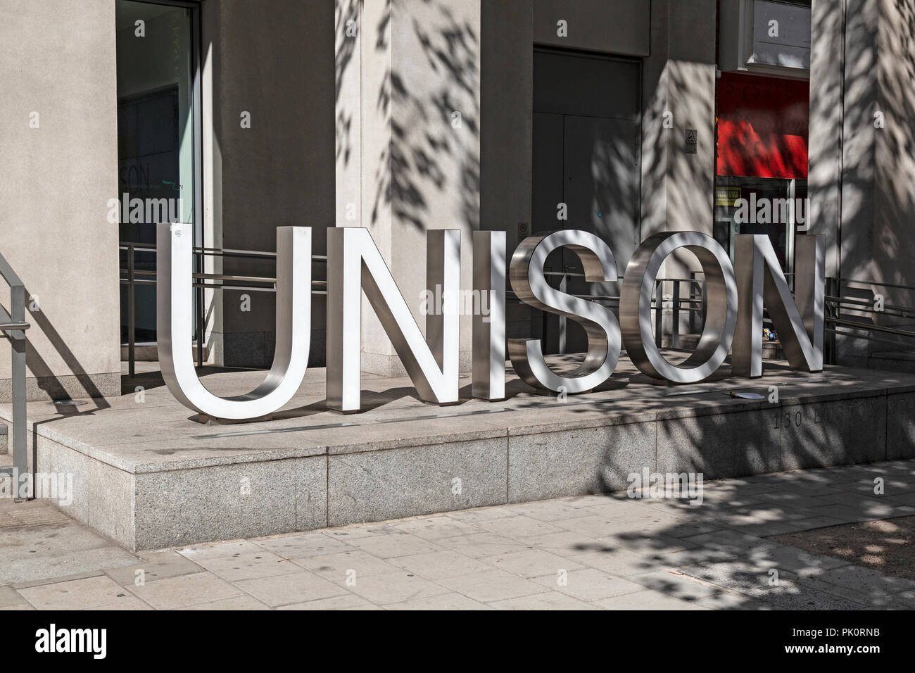 La sede centrale della British Sindacali, UNISON, a 130 Euston Road, Londra. Foto Stock
