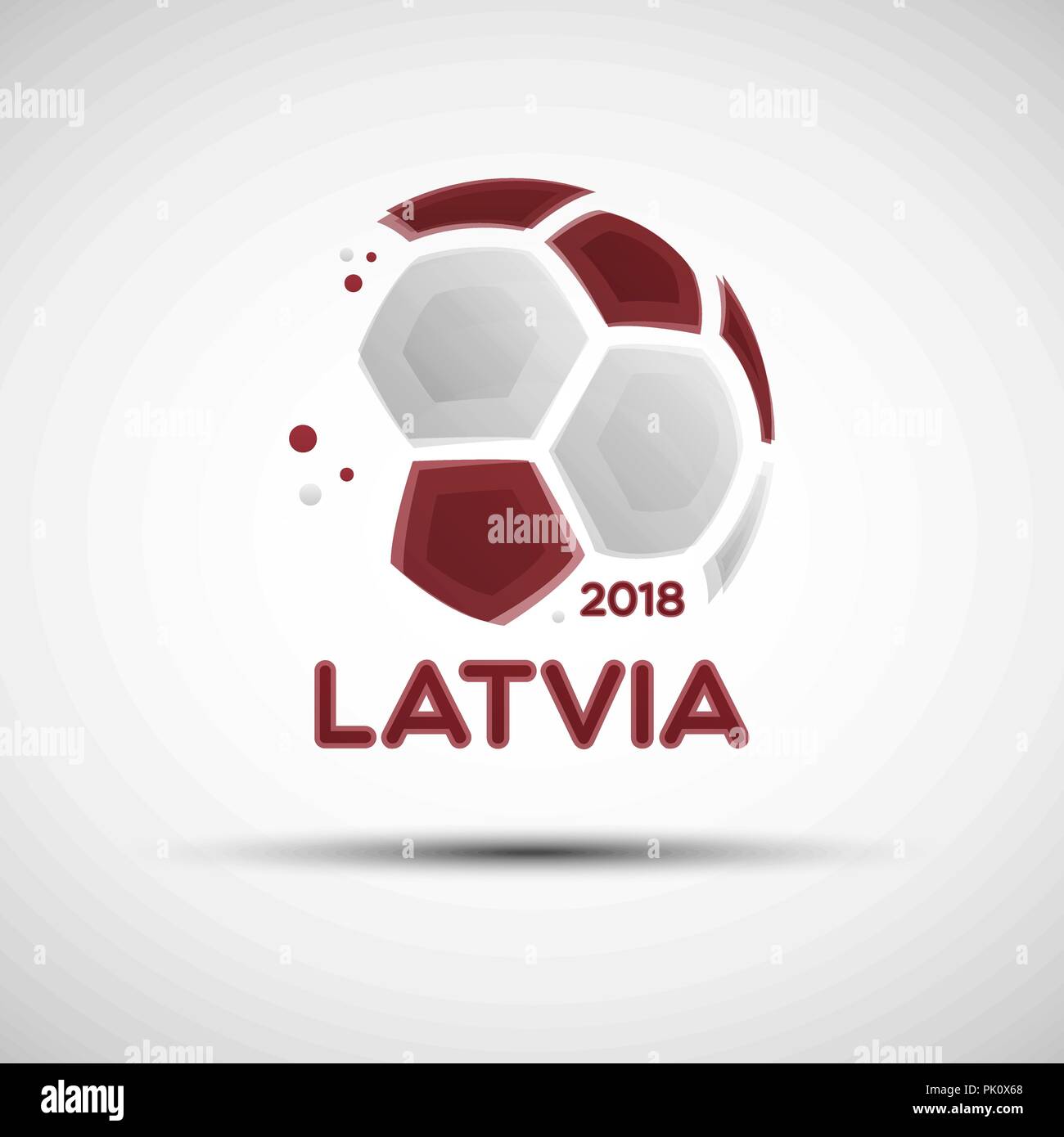 Campionato di calcio banner. Bandiera della Lettonia. Illustrazione Vettoriale astratto del pallone da calcio con lettone bandiera nazionale di colori per il tuo design Illustrazione Vettoriale