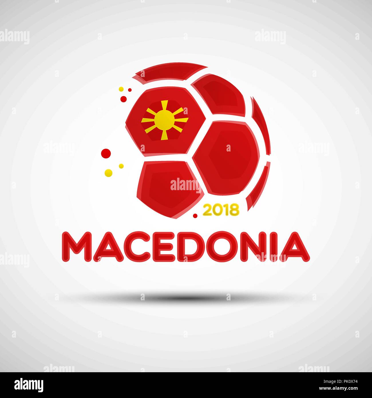 Campionato di calcio banner. Bandiera della Macedonia. Illustrazione Vettoriale astratto del pallone da calcio con macedone bandiera nazionale di colori per il tuo design Illustrazione Vettoriale
