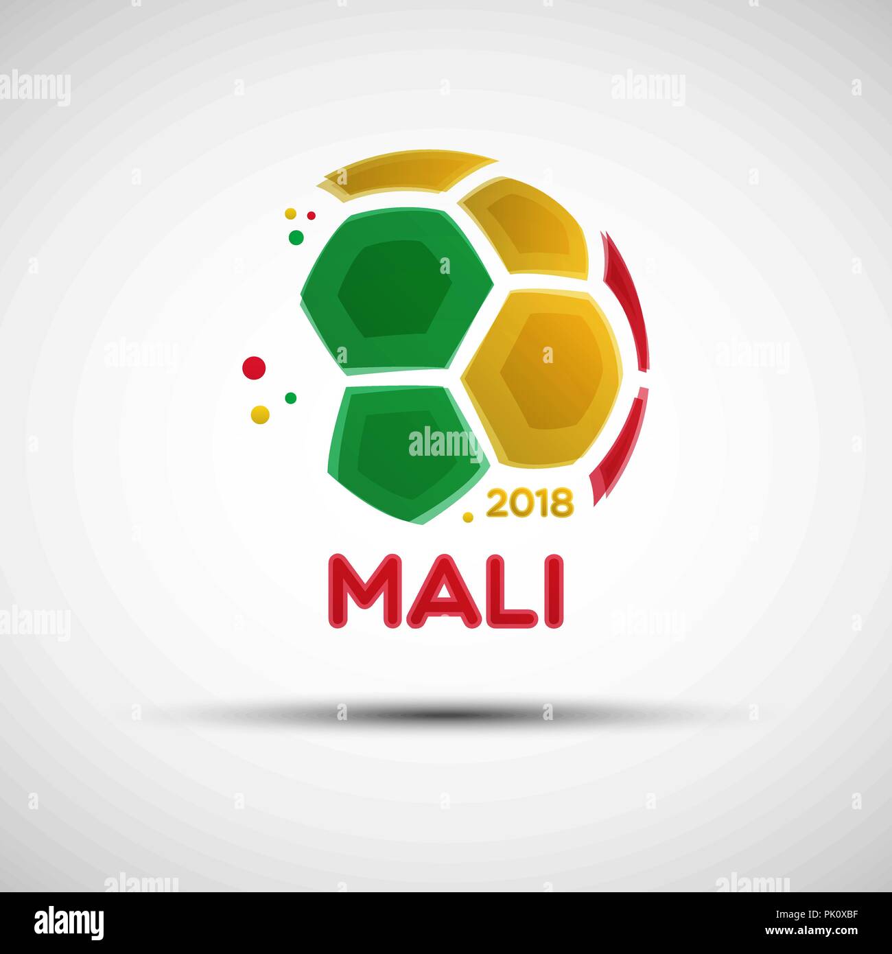 Campionato di calcio banner. Bandiera del Mali. Illustrazione Vettoriale astratto del pallone da calcio con il maliano bandiera nazionale di colori per il tuo design Illustrazione Vettoriale