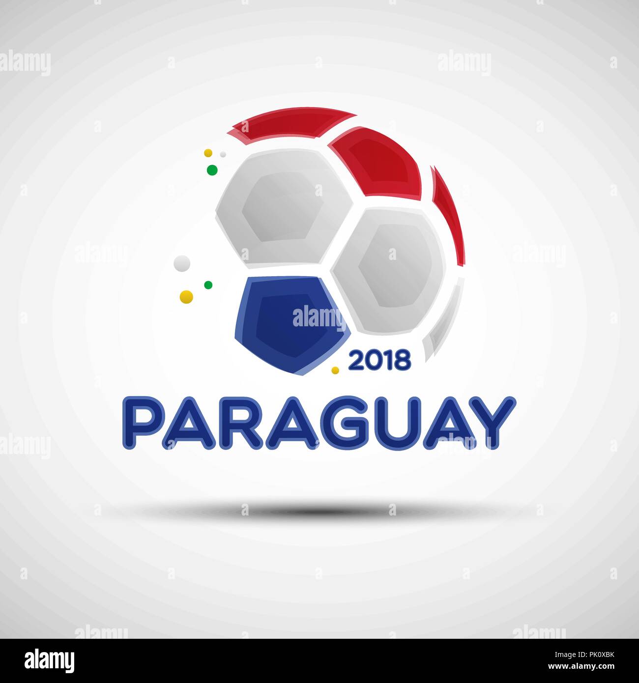 Campionato di calcio banner. Bandiera del Paraguay. Illustrazione Vettoriale astratto del pallone da calcio con paraguaiane bandiera nazionale di colori per il tuo design Illustrazione Vettoriale