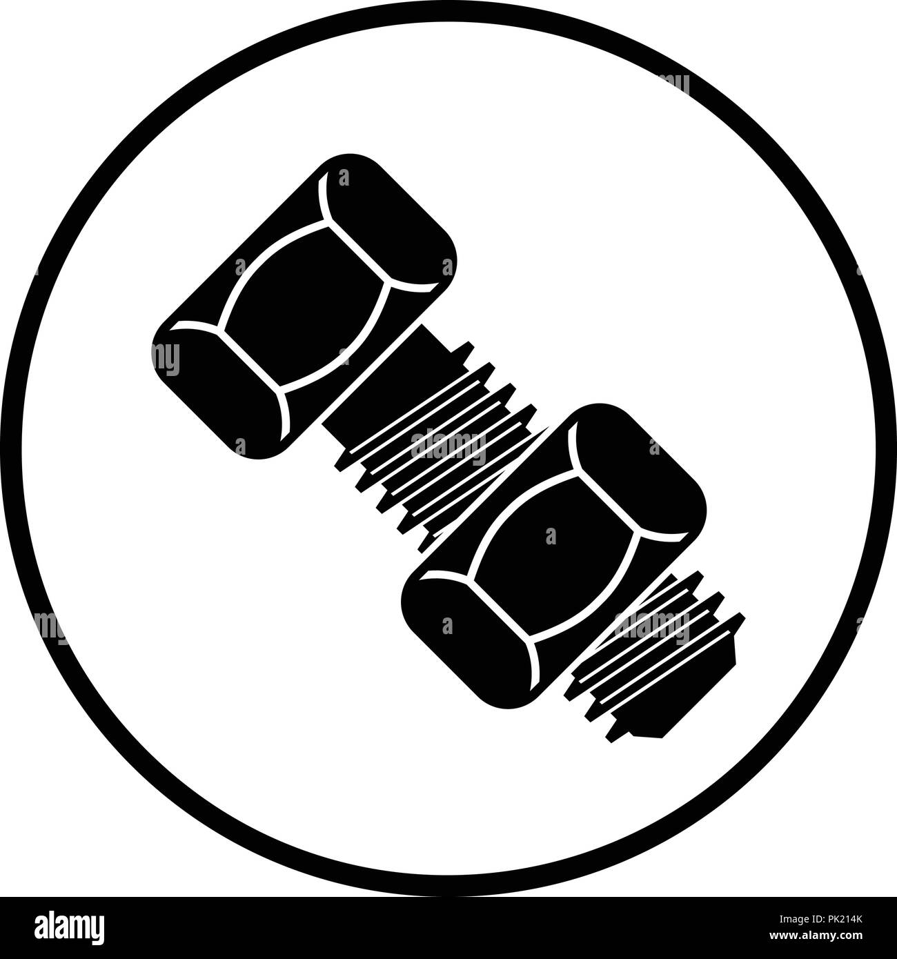 Icona del bullone e dado. Cerchio sottile design. Illustrazione Vettoriale. Illustrazione Vettoriale