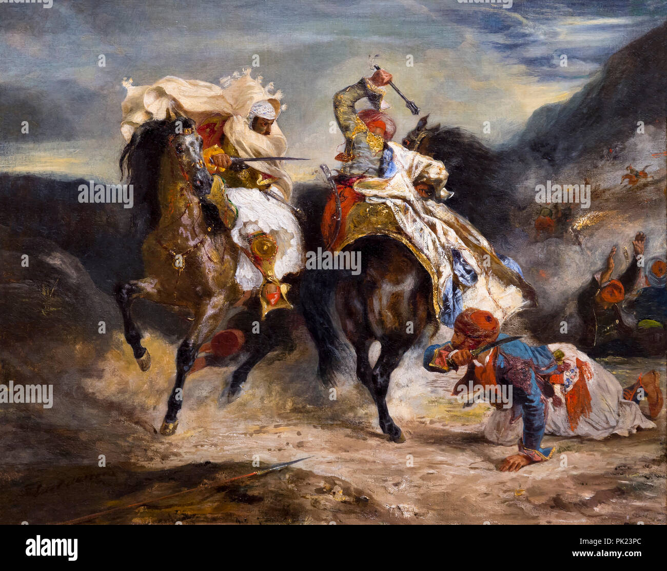 Il combattimento del Giaour e Hassan, Eugène Delacroix, 1826, Art Institute of Chicago, Chicago, Illinois, USA, America del nord, Foto Stock