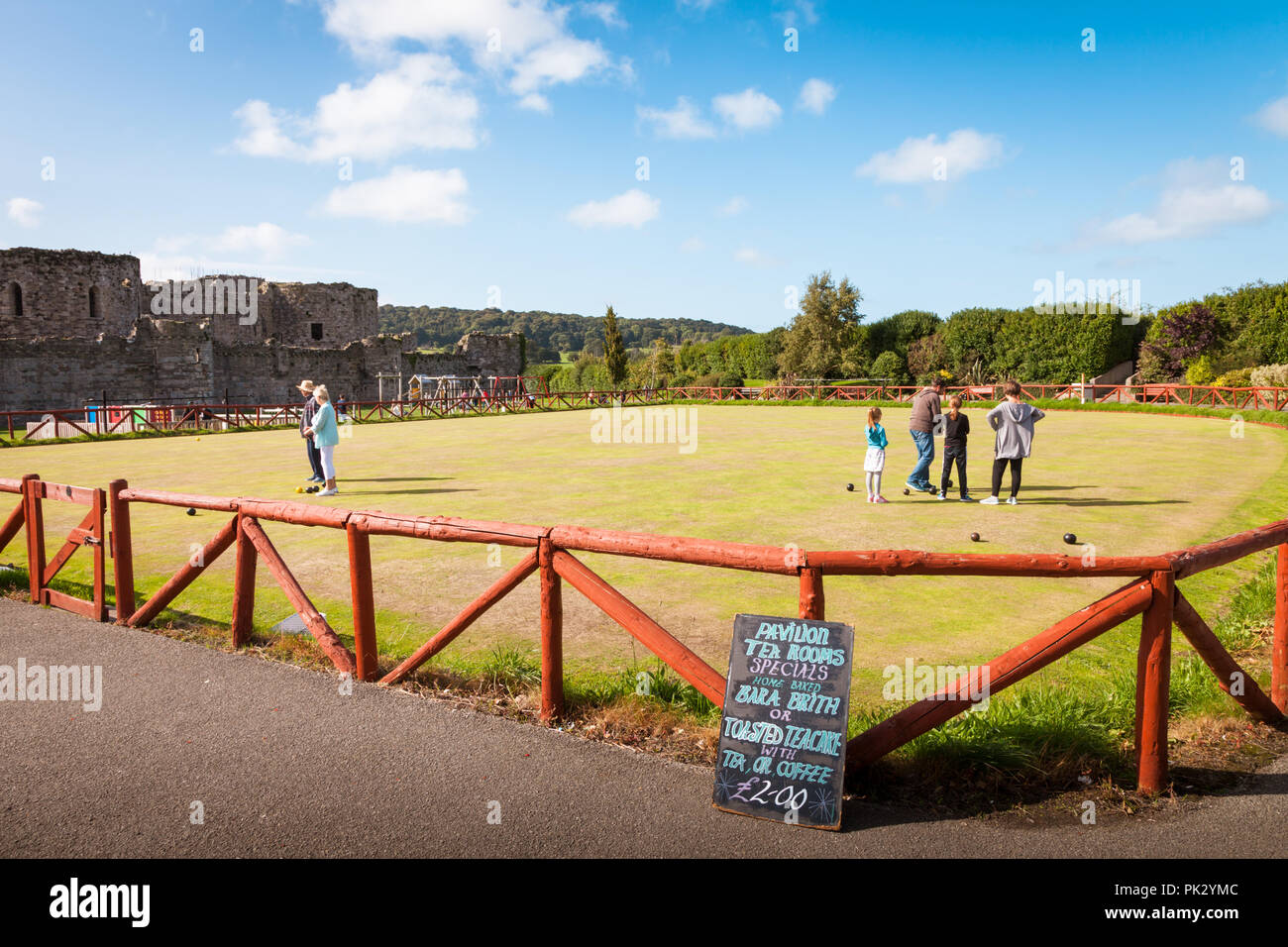 Bowling green, Beaumaris, Anglesey, Galles, Regno Unito Foto Stock