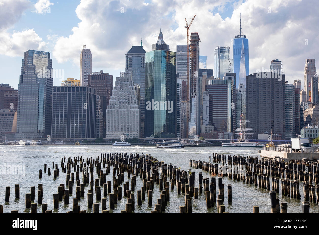 Skyline di New York da Brooklyn Park Foto Stock