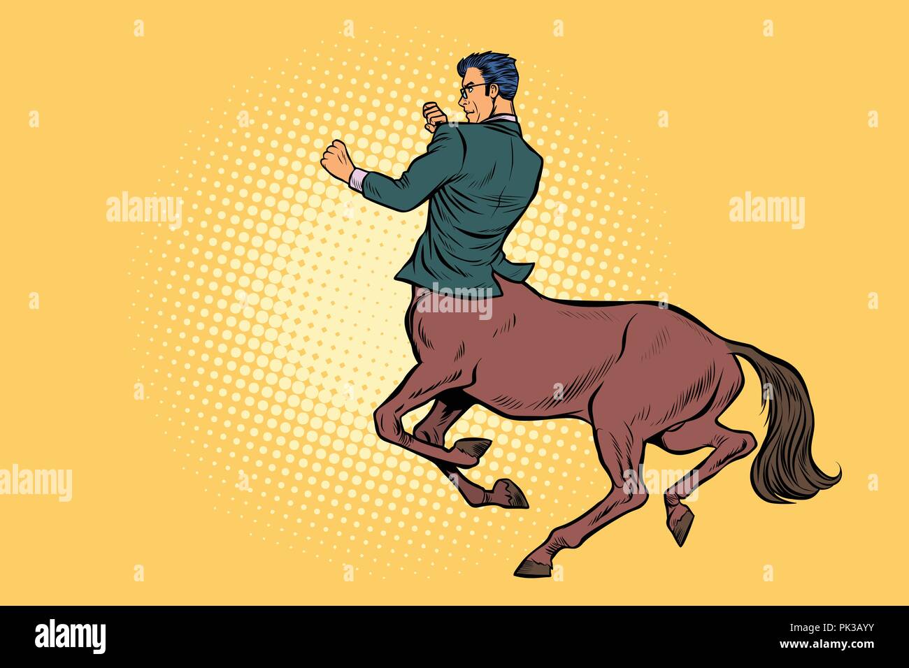 La pop art imprenditore centaur pronti a combattere Illustrazione Vettoriale