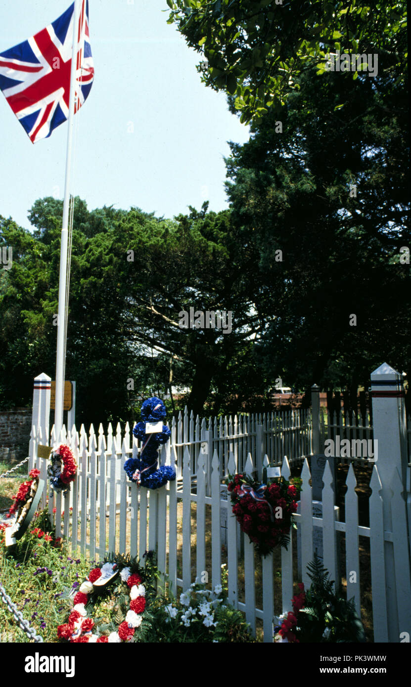 Ocracoke20/120701 -- Cimitero britannico per i marinai uccisi durante la Seconda Guerra Mondiale quando vi freighter fu affondato da un U-boat tedesca al largo della costa della Ocracok Foto Stock
