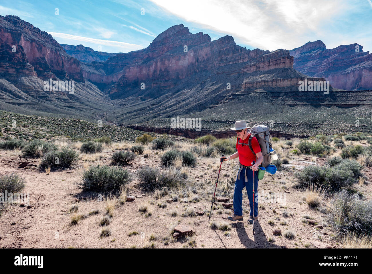 Escursionismo nel Tonto Trail nel Parco Nazionale del Grand Canyon Foto Stock