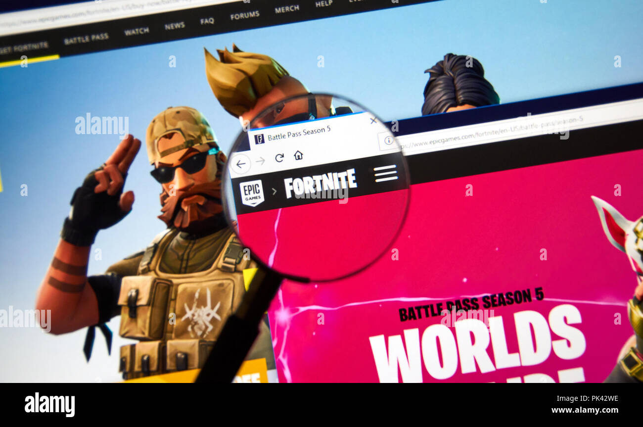 MONTREAL, Canada - 8 Settembre 2018: Fortnite video gioco sito ufficiale sullo schermo del PC. Fortnite è un popolare online video gioco creato nel 2017, devel Foto Stock