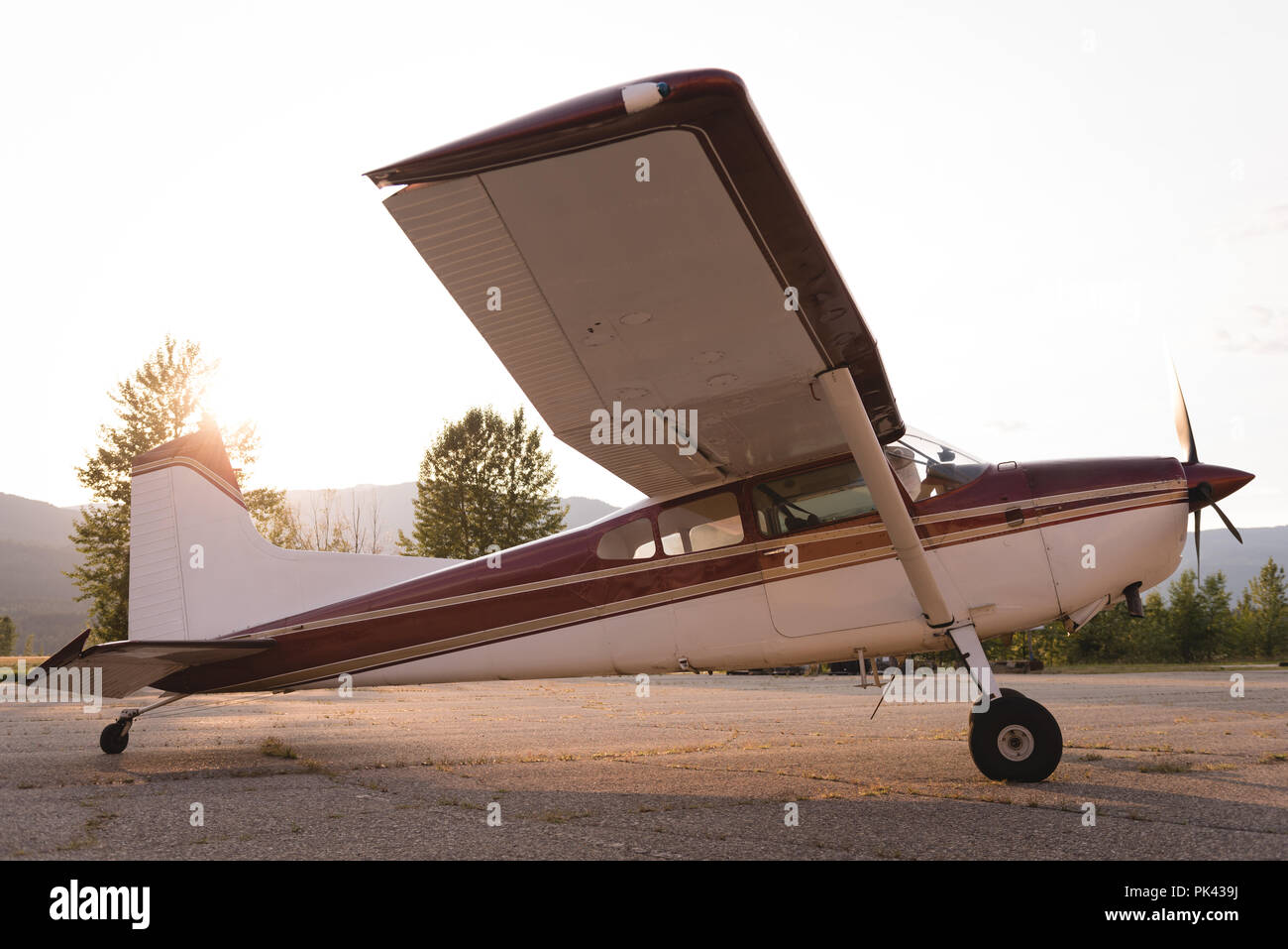 Aeromobili parcheggiati nei pressi di hangar Foto Stock
