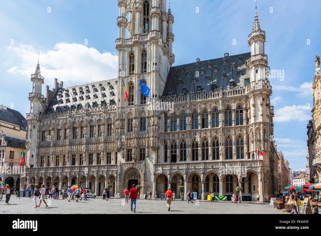 Xv secolo architettura in Grand Place di Bruxelles, un sito Patrimonio Mondiale dell'UNESCO, Bruxelles, Belgio Foto Stock