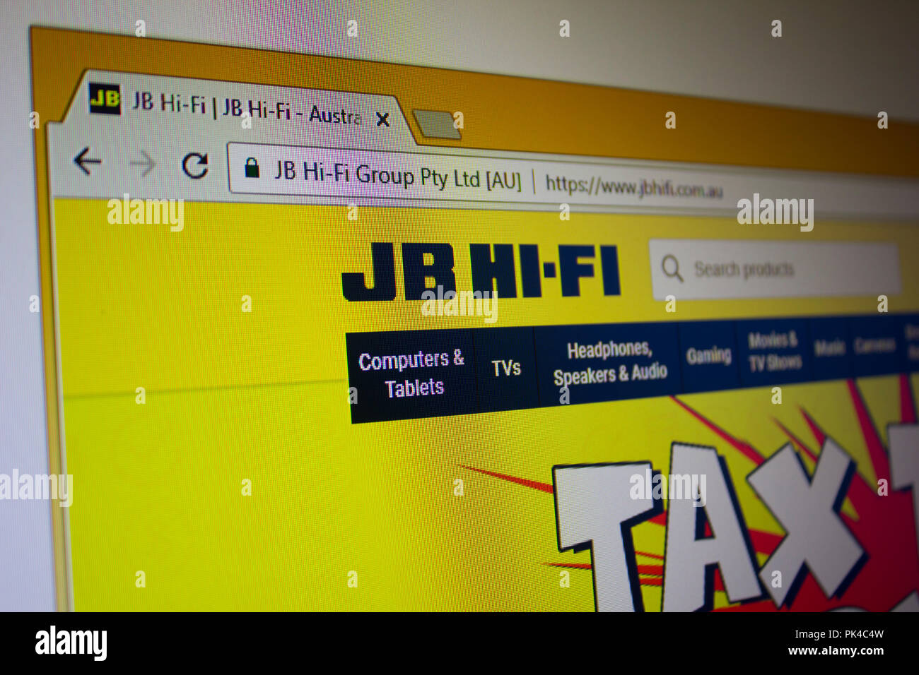 JB Hi-Fi Website Homepage Foto Stock