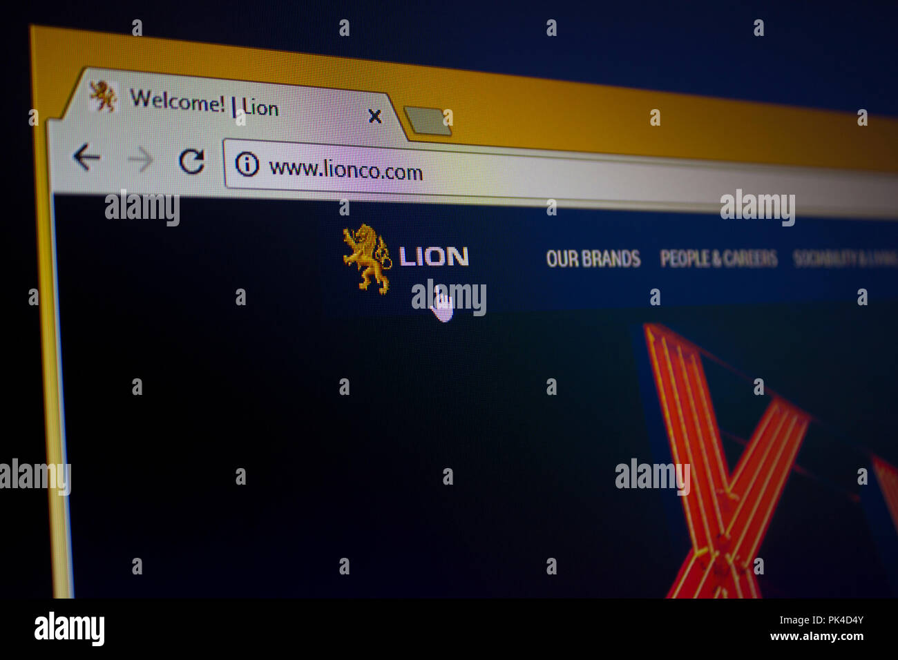 Lion cibo e bevande Website Homepage Foto Stock