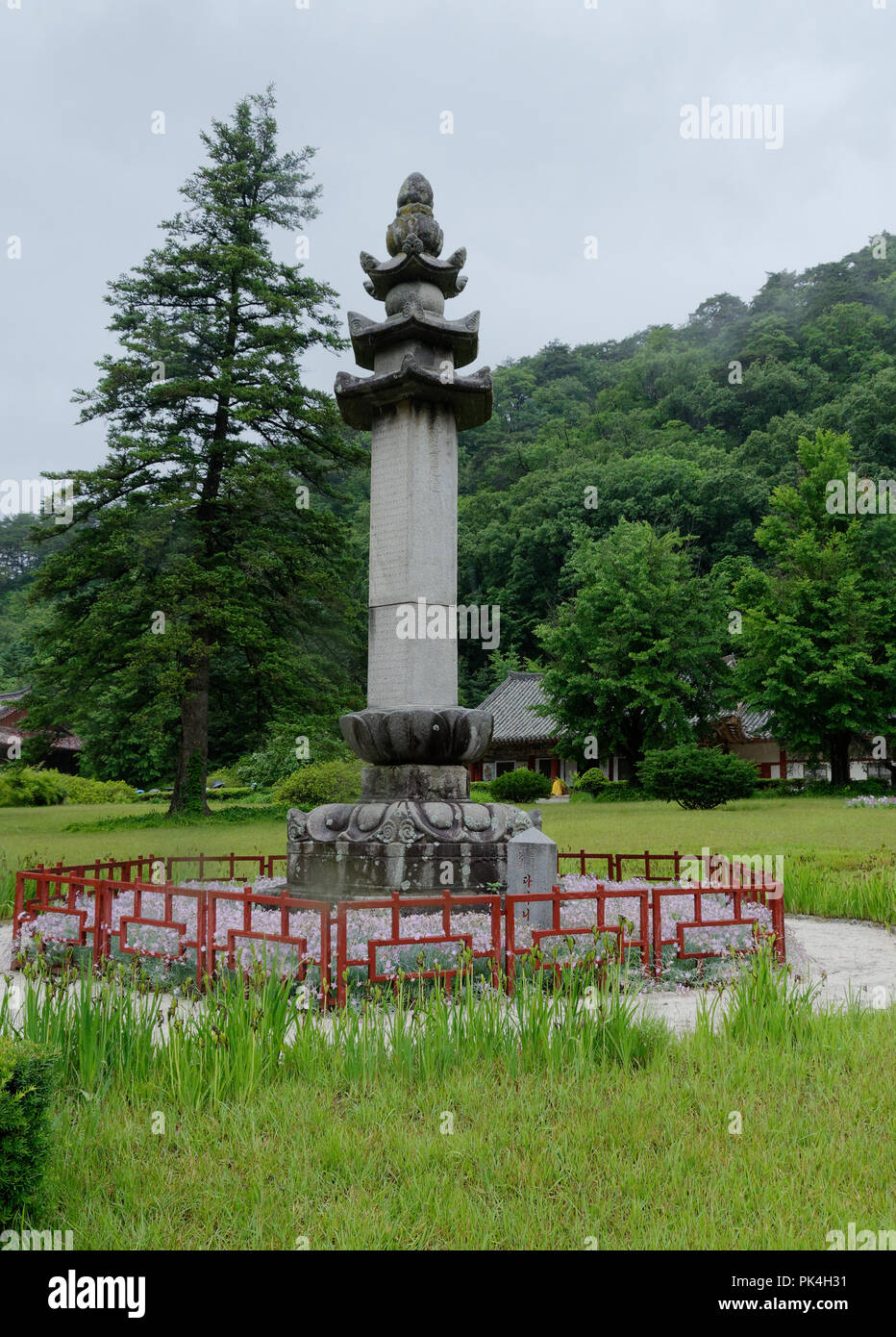 La Corea del Nord, coreano tempio buddista, Pohyon tempio, Myohyangsan Foto Stock