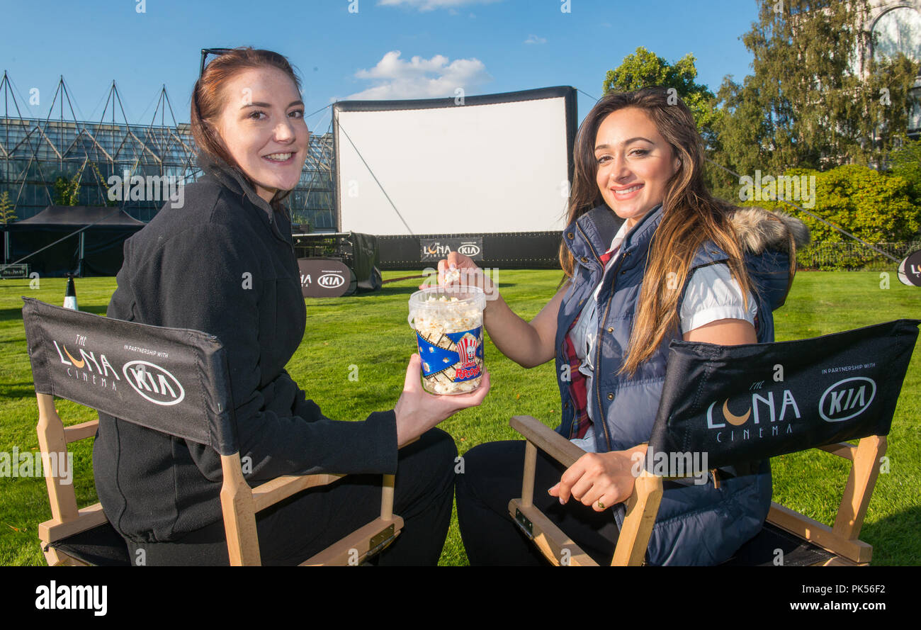 Foto di Toni Macfarlane e Lara Fabiani la Luna presenta il cinema: il Goonies Royal Botanic Garden, Edimburgo. Il 31 agosto 2018, Porta 6.45pm, avviare Foto Stock