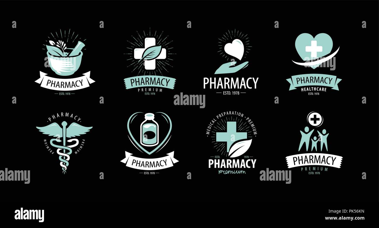 Farmacia farmacia, logo o etichetta. Medicina, salute simbolo. Concetto di vettore Illustrazione Vettoriale