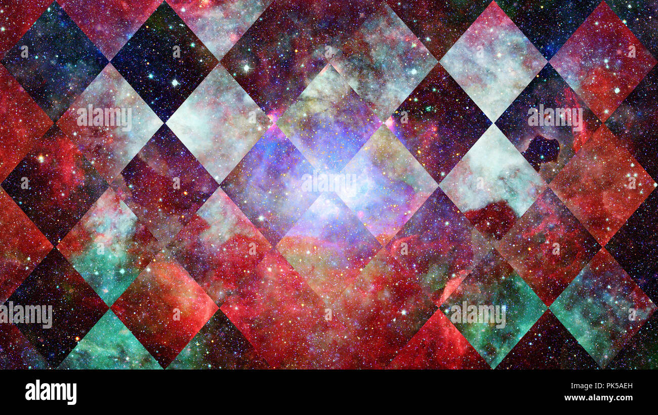 Universo, nebulosa galassia e la Geometria Sacra collage. Abstract lo spazio esterno. Gli elementi di questa immagine fornita dalla NASA. Foto Stock
