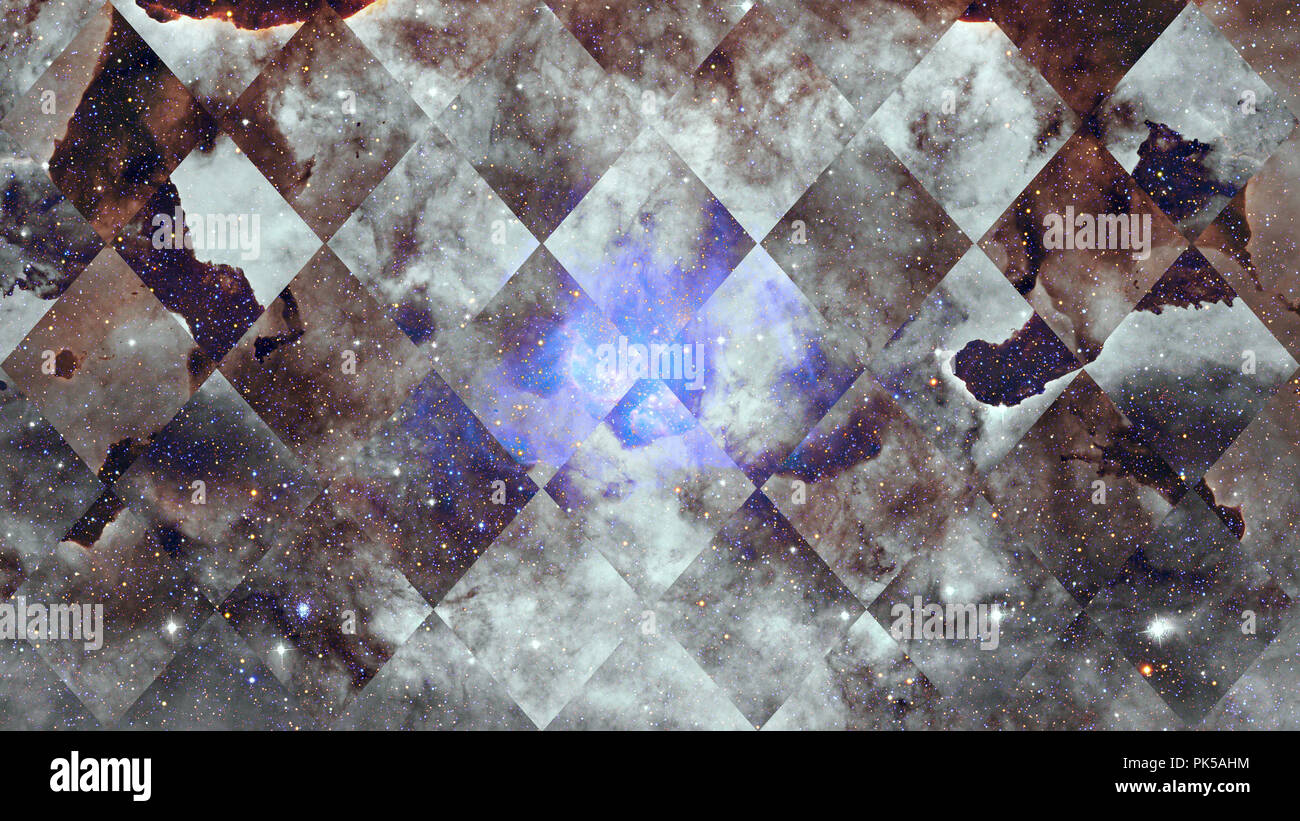 Universo, nebulosa galassia e la Geometria Sacra collage. Abstract lo spazio esterno. Gli elementi di questa immagine fornita dalla NASA. Foto Stock