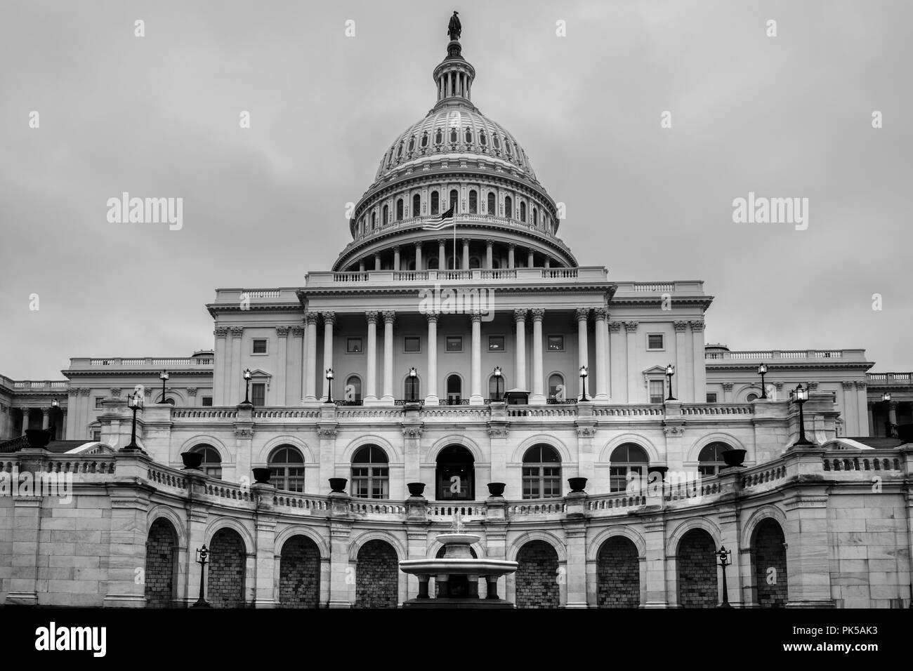 United States Capitol Building in bianco e nero, National Mall di Washington, DC, Stati Uniti d'America Foto Stock