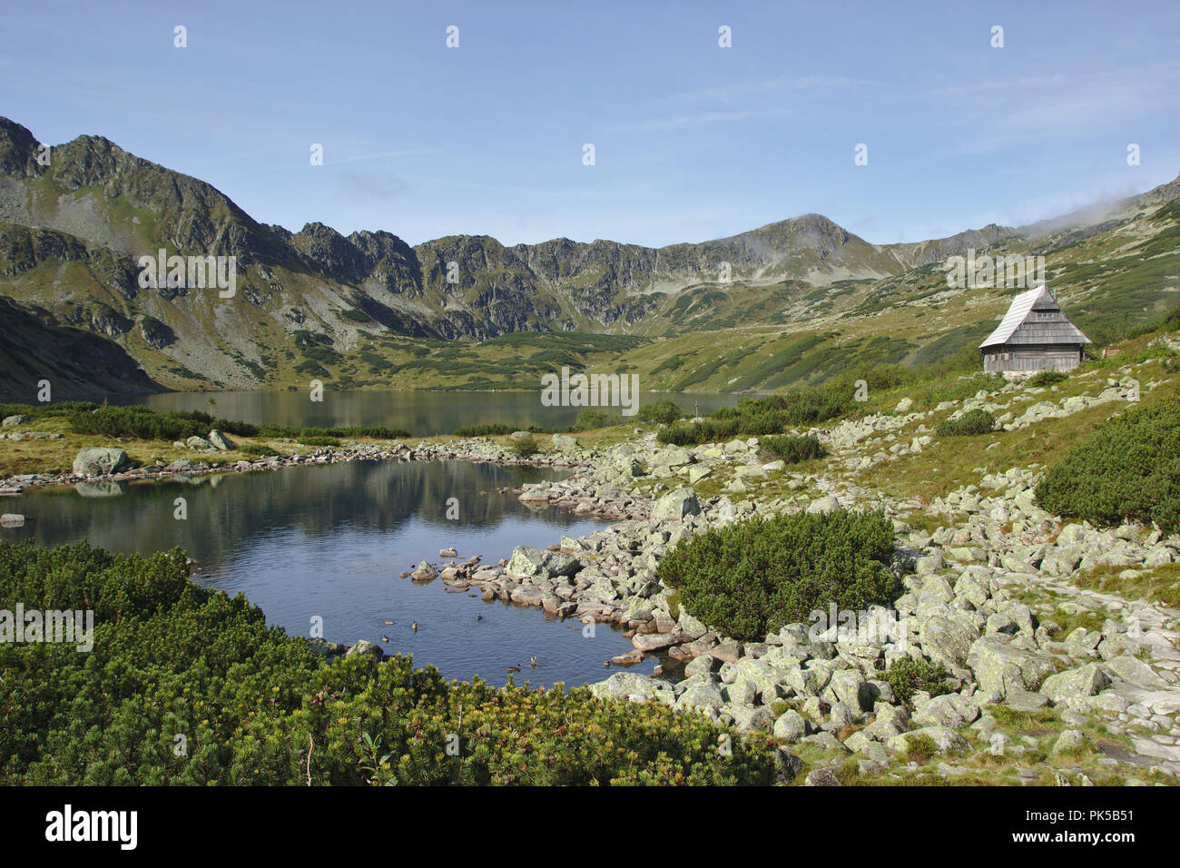 Lago Wielki Staw Polski nella Valle dei Cinque Laghi Polacco, Polonia, Monti Tatra Foto Stock