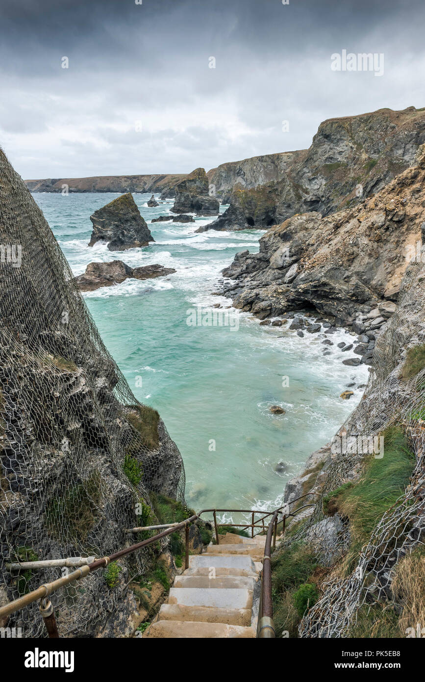 L'ingresso conduce a Bedruthan Steps in Cornovaglia. Foto Stock