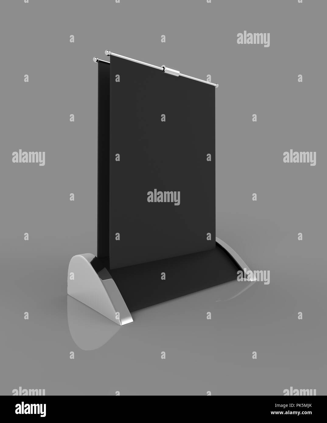 PVC carta PP Tabella Set Top Stand Mini Roll Up Banner,tirare su Banner Banner Standee supporto,Tabella supporto per Banner Banner,sorge prodotto. 3d'illustrazione. Foto Stock