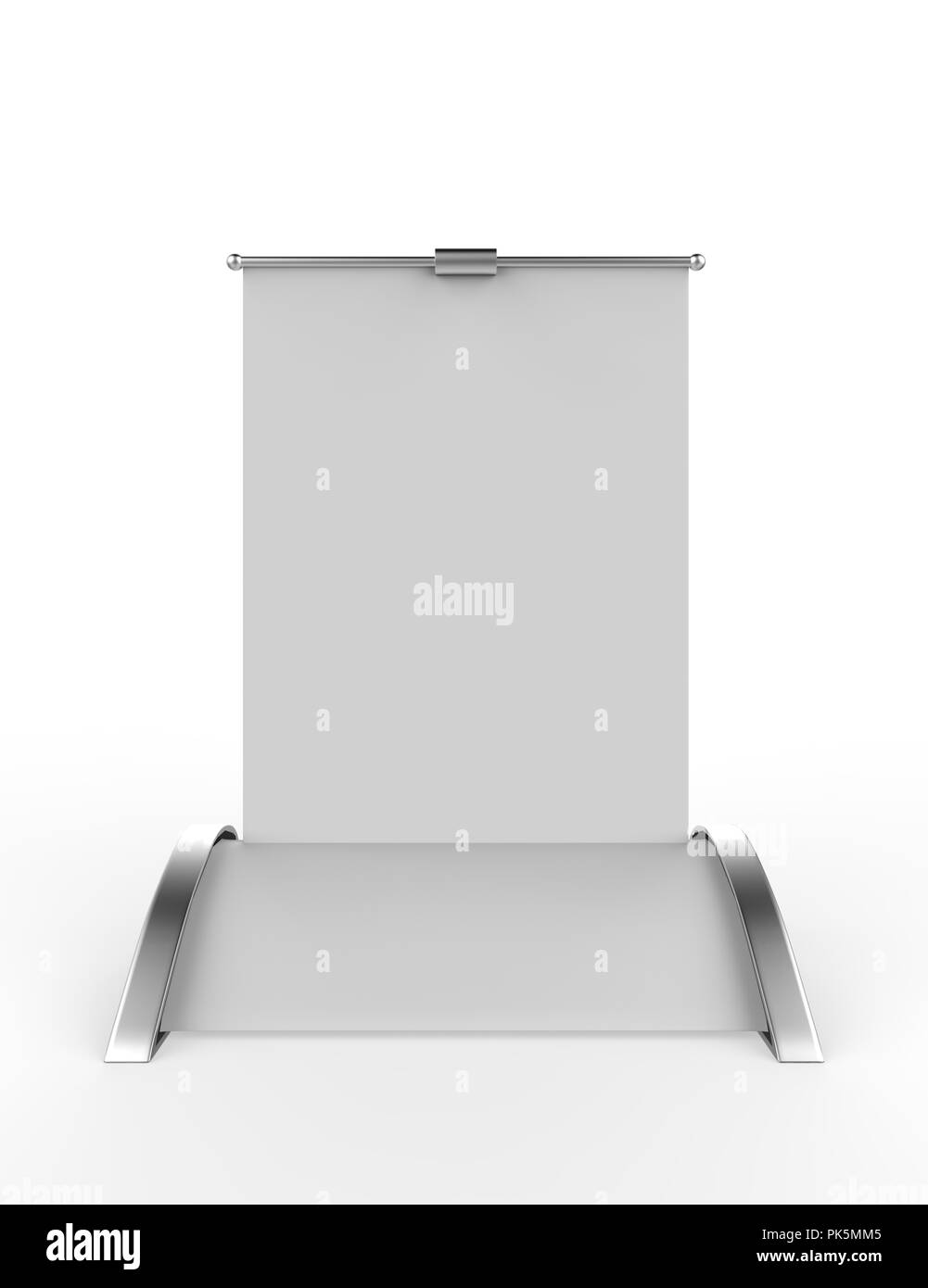 PVC carta PP Tabella Set Top Stand Mini Roll Up Banner,tirare su Banner Banner Standee supporto,Tabella supporto per Banner Banner,sorge prodotto. 3d'illustrazione. Foto Stock