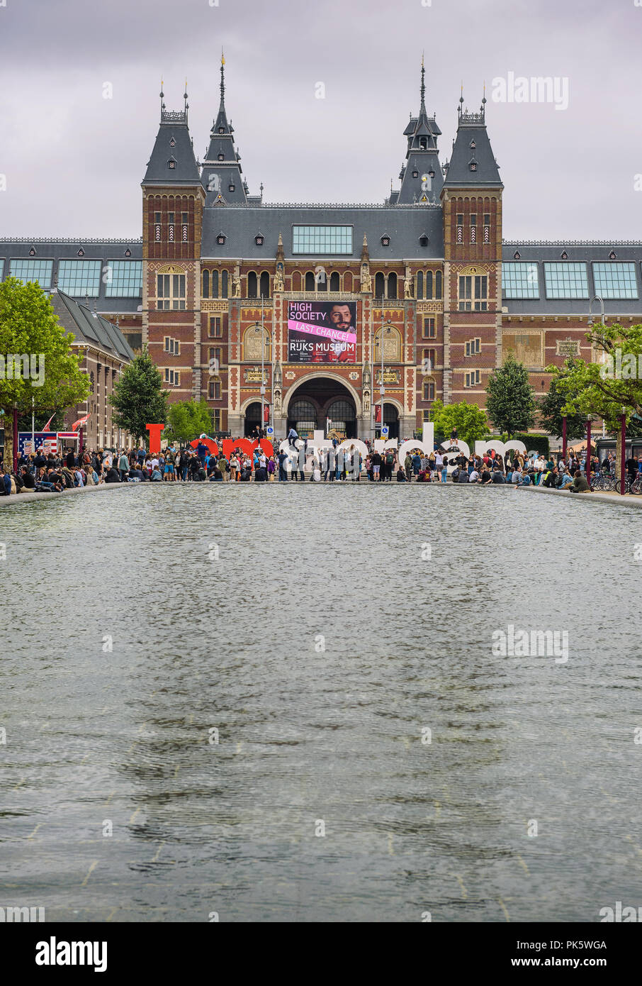 Il Rijksmuseum con le parole che ho amsterdam Foto Stock