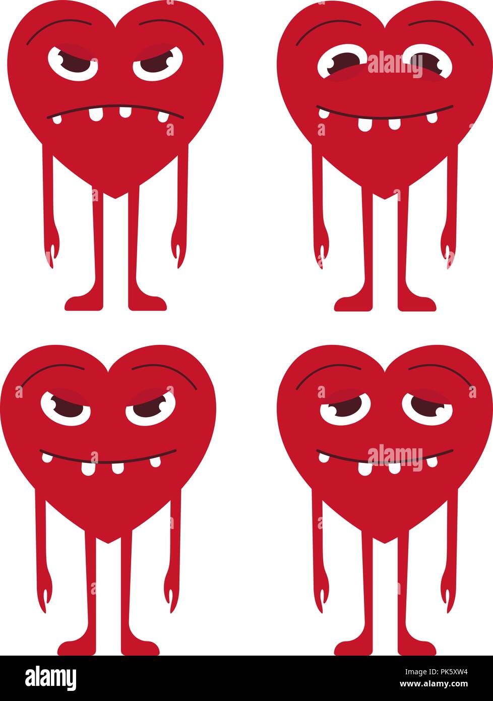 Emoticon cuore set.Gli Emoji cuore illustrazione vettoriale. Illustrazione Vettoriale