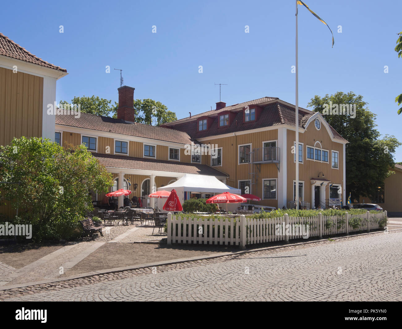 Fortezza di Karlsborg in Västra Götaland County in Svezia è stato costruito come difesa centrale e riservare capitale, ora un idilliaco e varie attrazioni turistiche Foto Stock