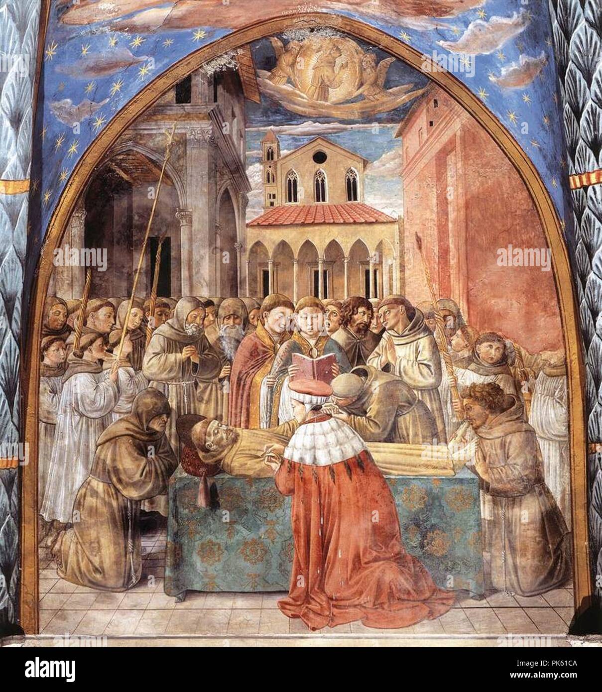 Benozzo Gozzoli - Scene della vita di San Francesco (Scena 12, parete sud) - Foto Stock