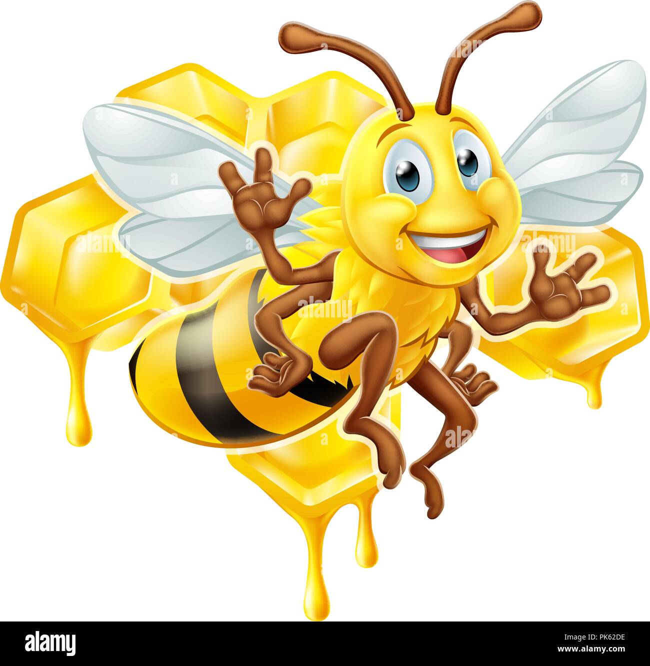 Bee personaggio dei fumetti con miele Illustrazione Vettoriale