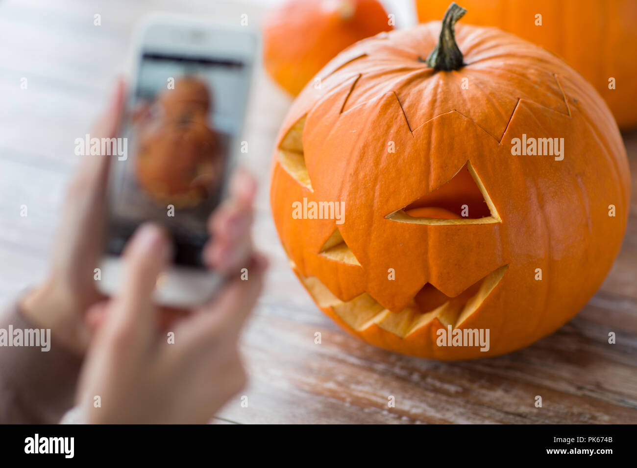 Close up jack-o-lantern o zucca di Halloween Foto Stock