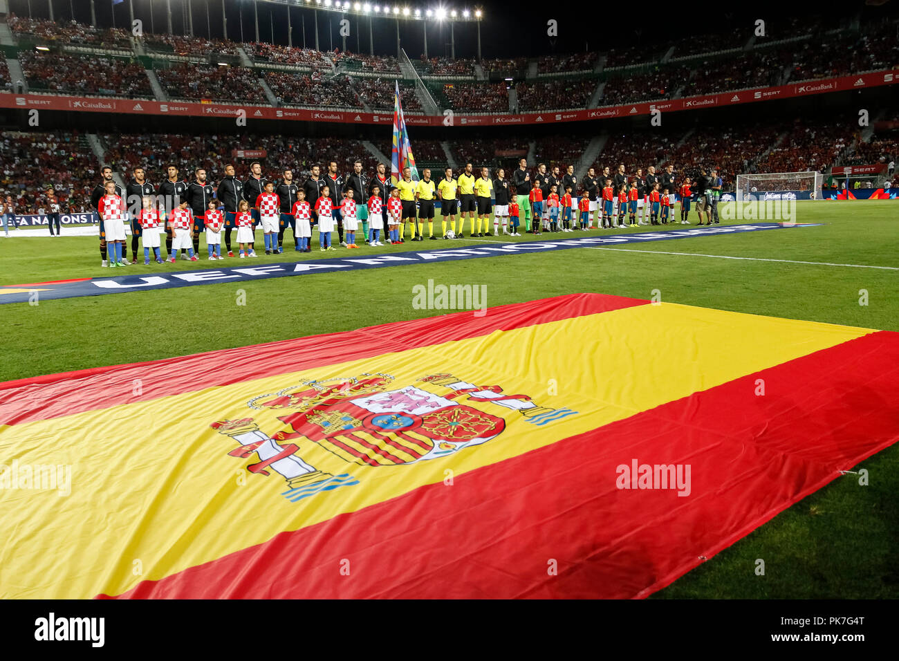 Elche, Spagna. 11 Settembre, 2018. Il team iniziale della Spagna e Croazia in UEFA lega delle nazioni, gruppo 4, la lega a, match tra la Spagna e la Croazia al Martinez Valero Stadium. © ABEL F. ROS/Alamy Live News Foto Stock