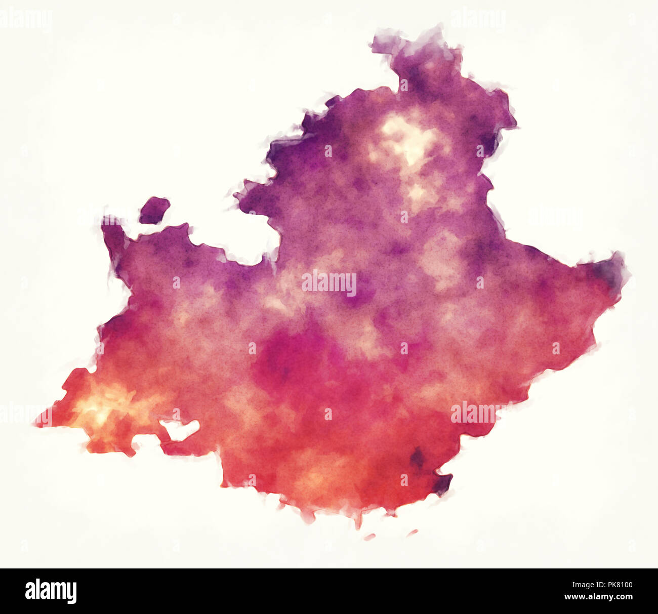 Provenza Alpes-Code d Azur Francia regione mappa acquerello davanti a uno sfondo bianco Foto Stock