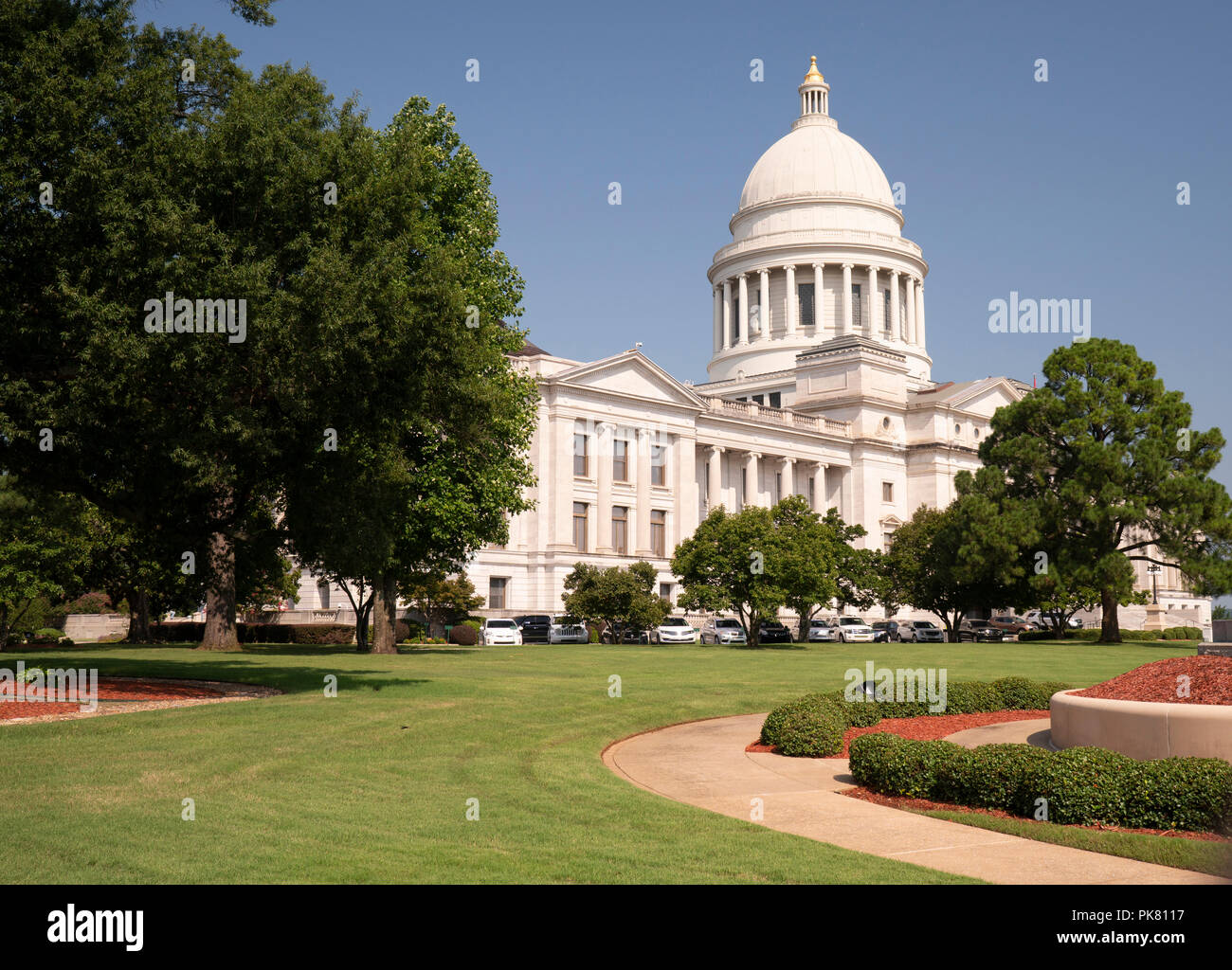 Il prato è stata appena falciata sui terreni del Campidoglio in Downtown Little Rock, AK Foto Stock