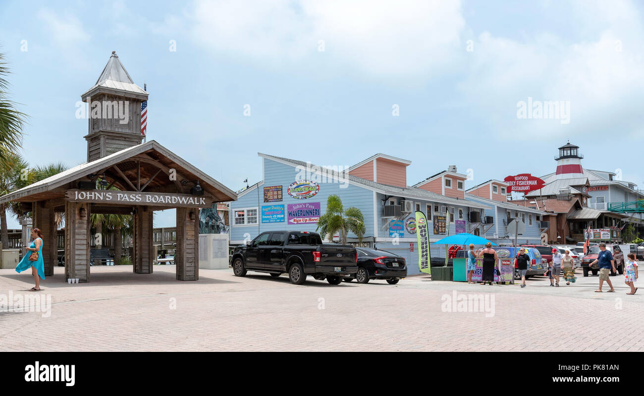 John's Pass al villaggio turistico vicino alla spiaggia Madeir Florida, Stati Uniti d'America Foto Stock
