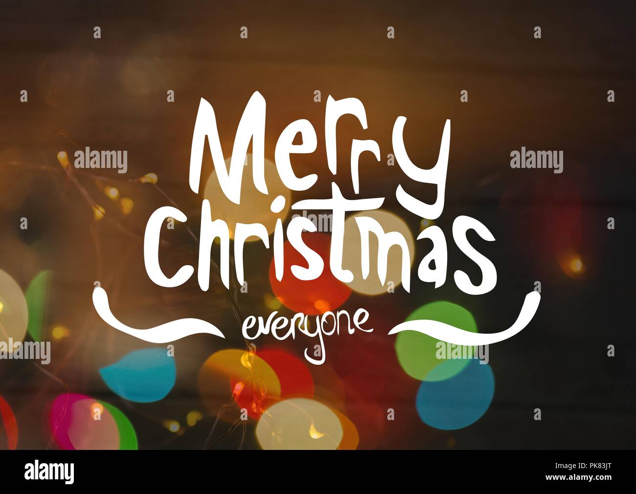 Merry Christmas testo con magiche luci Foto Stock