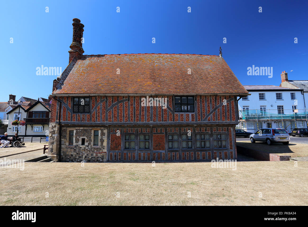 Il XVI secolo Aldeburgh Hall controverso, Aldeburgh, Suffolk, Regno Unito Foto Stock