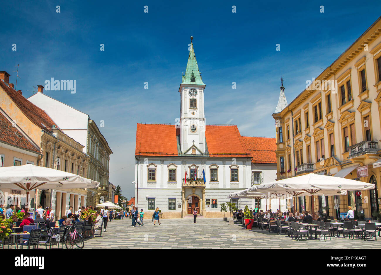 Varazdin, Croazia, Re Tomislav Square in Varazdin Croazia e città, popolare località turistica Foto Stock