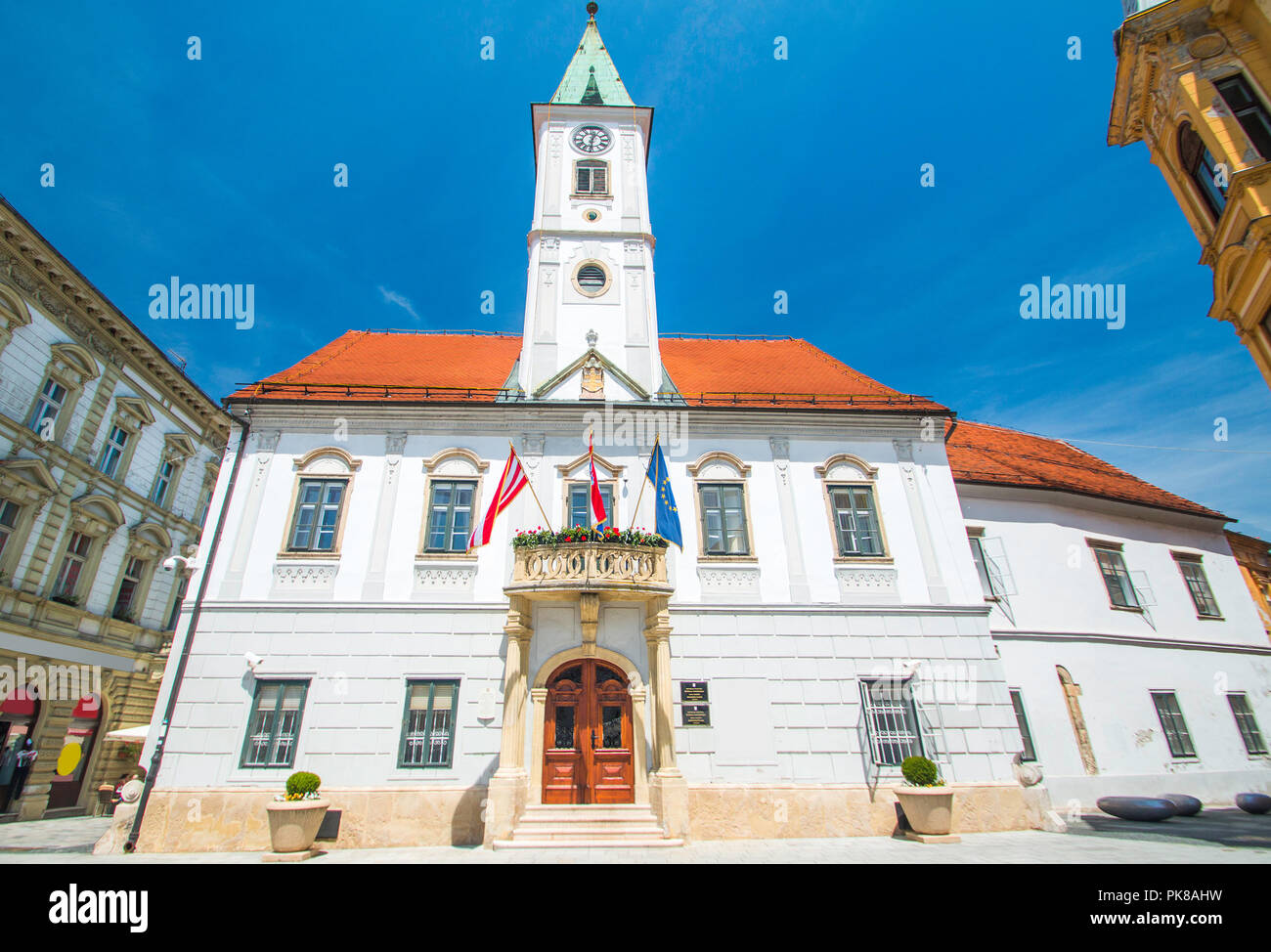 Palazzo del Municipio sul re Tomislav Square in Varazdin Croazia Foto Stock
