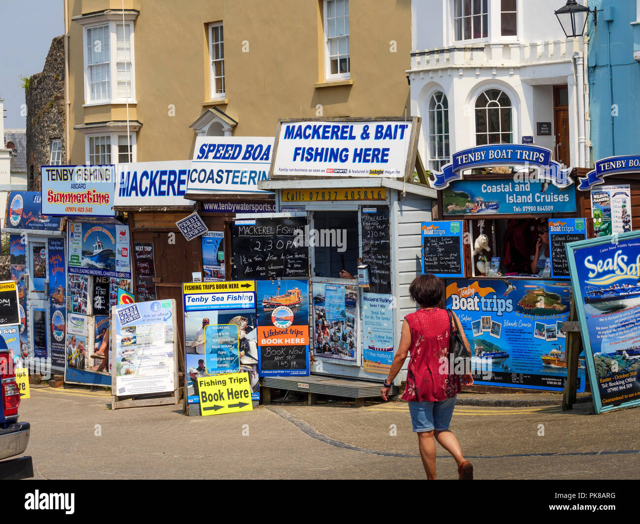 Prenotazione viaggi di pesca Tenby Pembrokeshire Wales Foto Stock