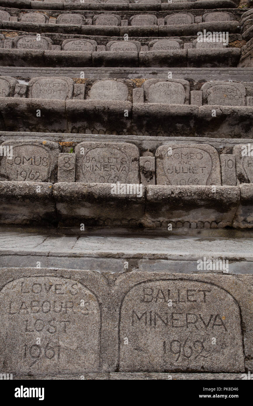 Minack Theatre, Theater in der Steilküste Cornischen Foto Stock